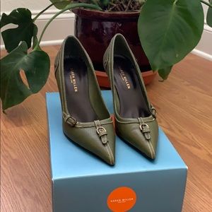 Karen Millen sage leather pointy toe heels size 36